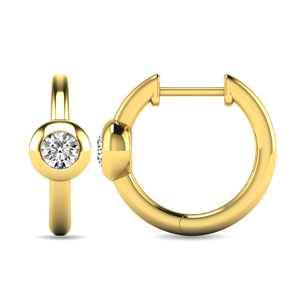 Diamond 1/10 Ct Tw Bezel Set Earrings In 10K Yellow Gold