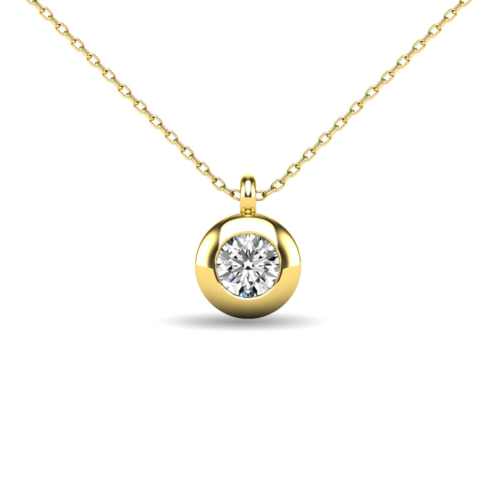 Diamond 1/10 Ct Tw Bezel Set Pendant In 10K Yellow Gold