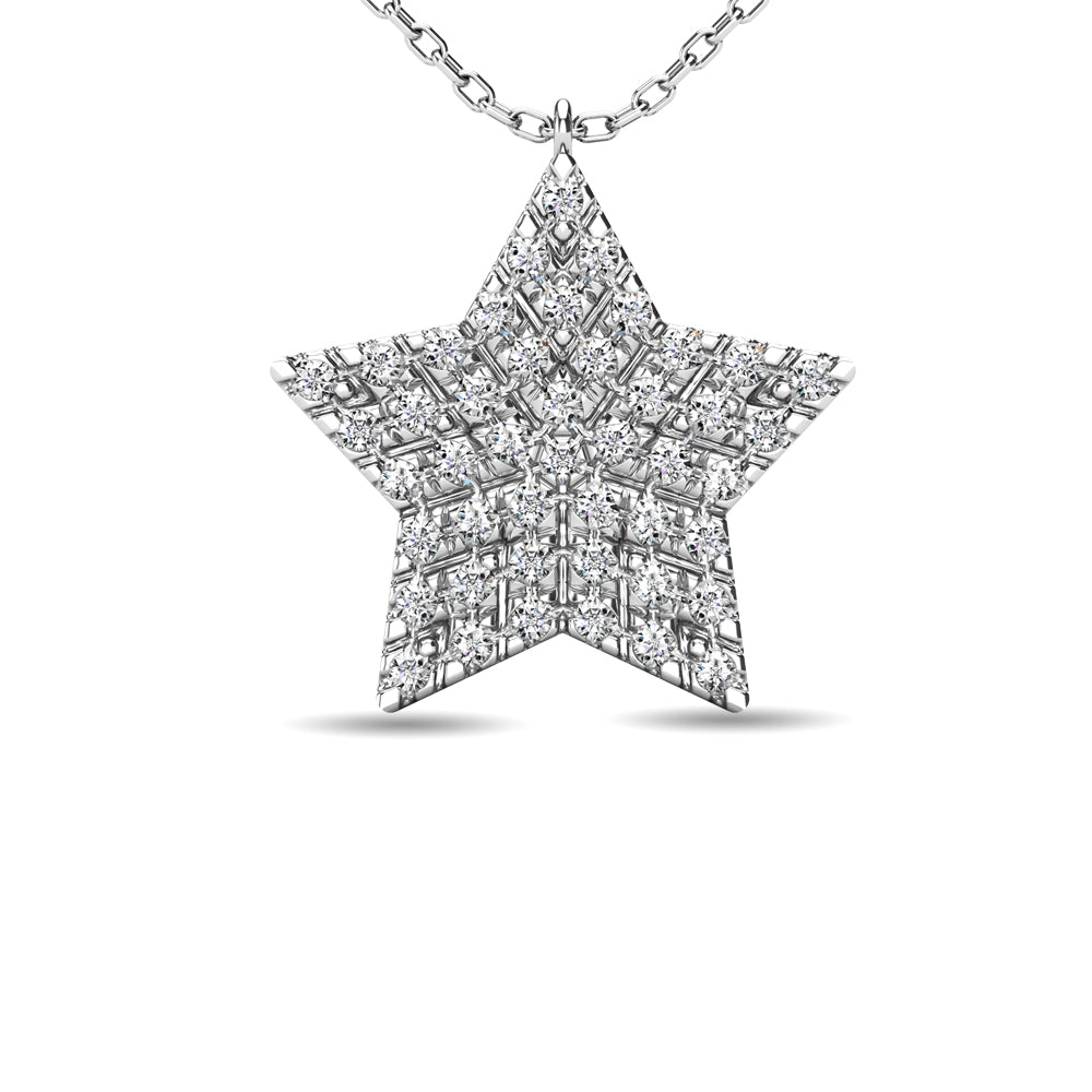 Diamond 1/8 Ct Tw Star Pendant In 10K White Gold