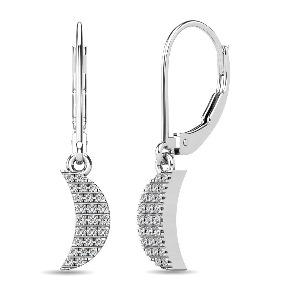 Diamond 1/10 Ct Tw Moon Dangle Earrings In 10K White Gold