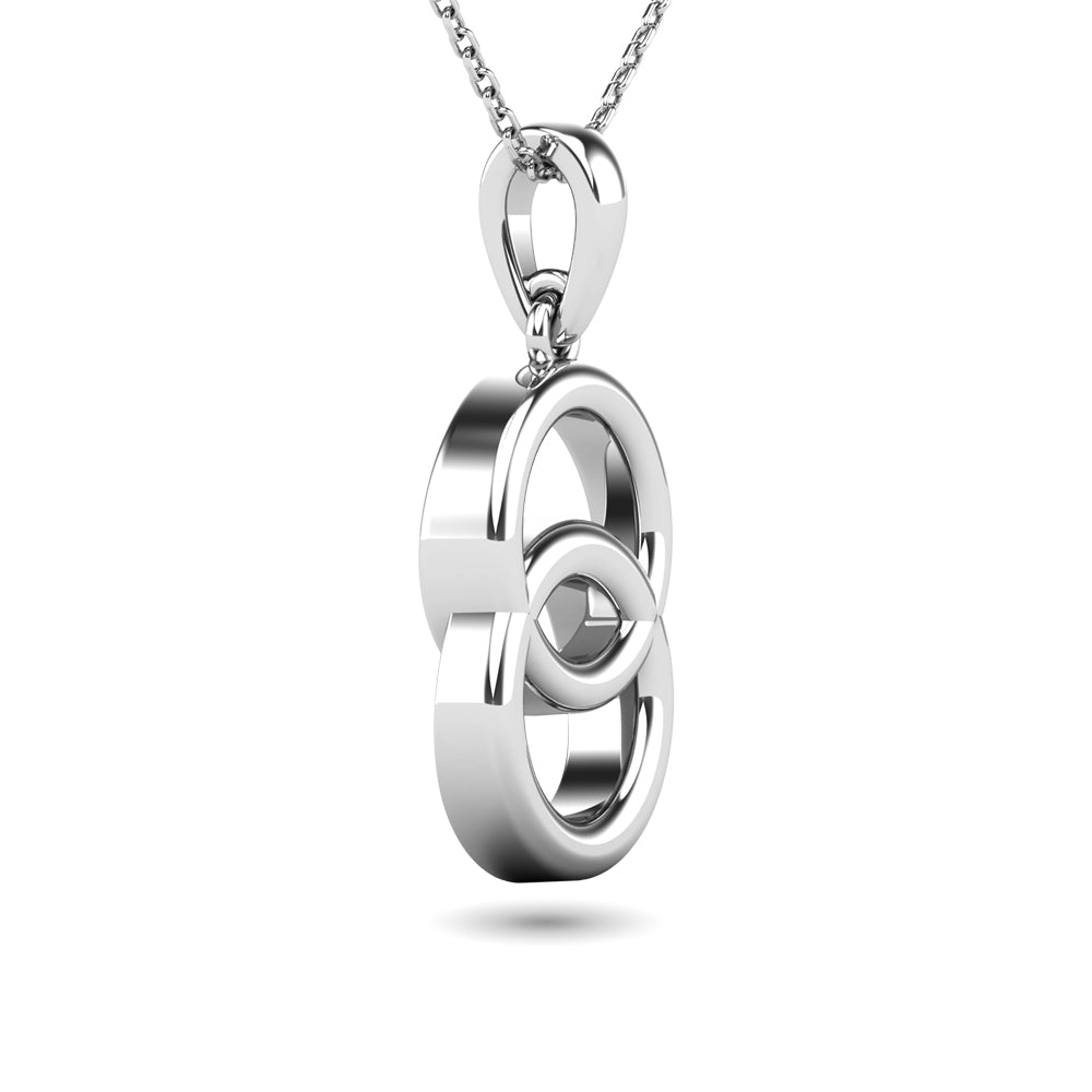 Diamond 1/10 ct tw Circle Pendant in 10K White Gold