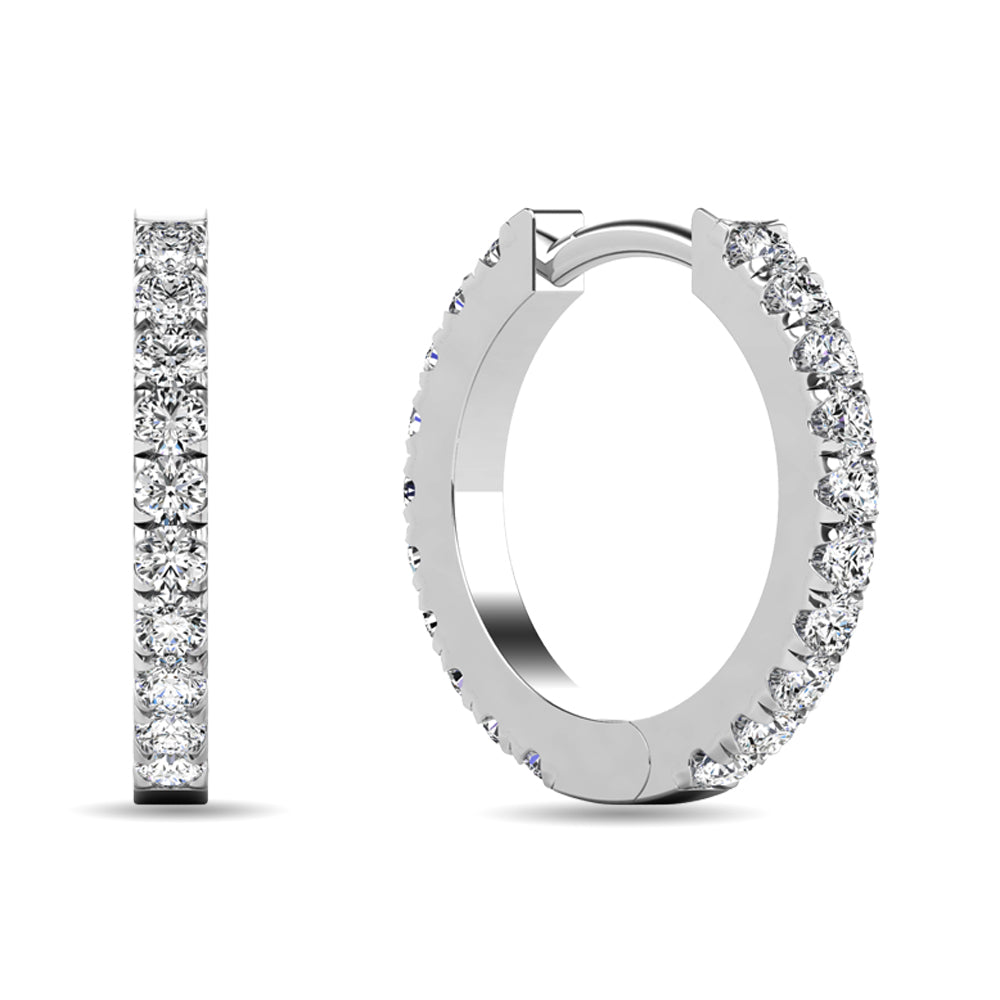 Diamond 5/8 Ct Tw Hoop Earrings In 10K White Gold
