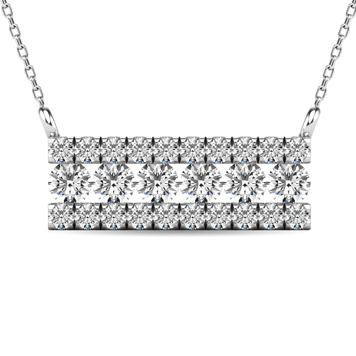 Diamond 1/4 Ct Tw Bar Necklace In 14K White Gold