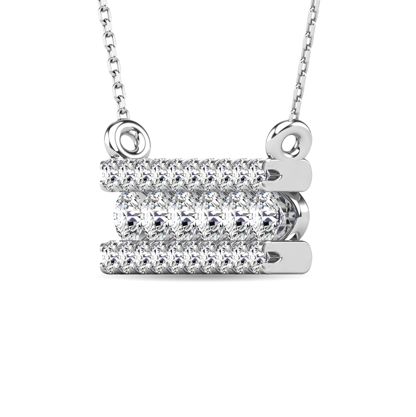 Diamond 1/4 Ct Tw Bar Necklace In 14K White Gold