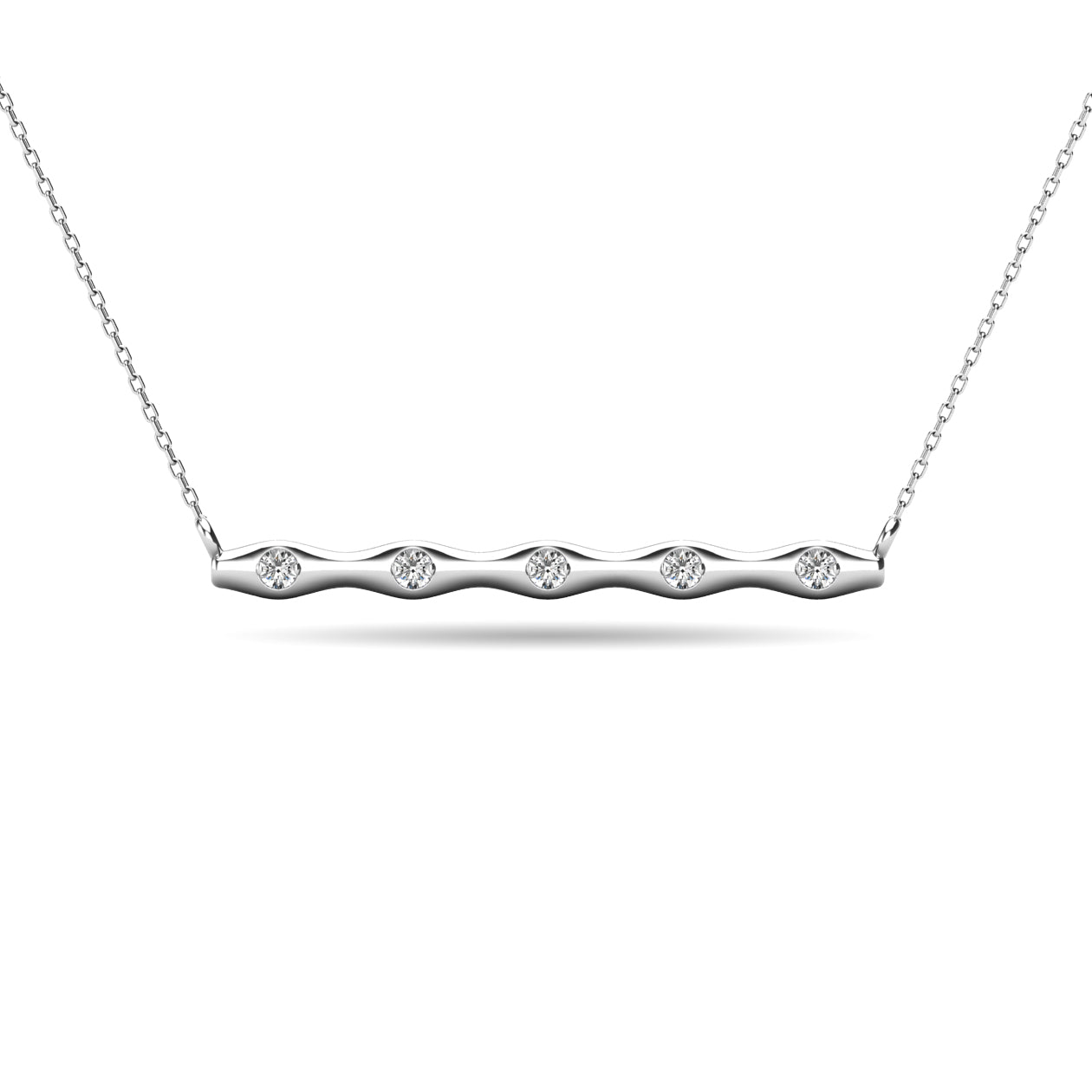 Diamond 1/20 Ct Tw Bar Necklace In 10K White Gold