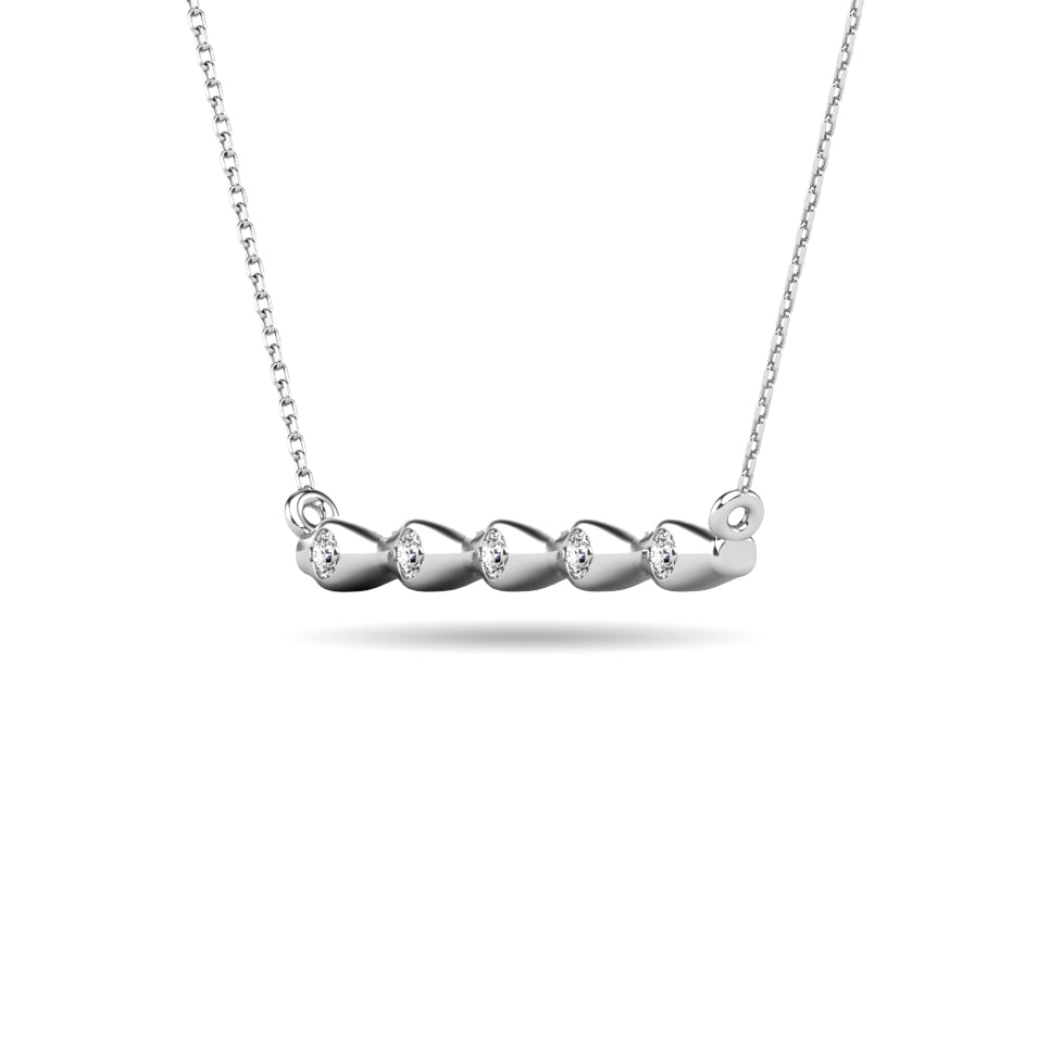 Diamond 1/20 Ct Tw Bar Necklace In 10K White Gold