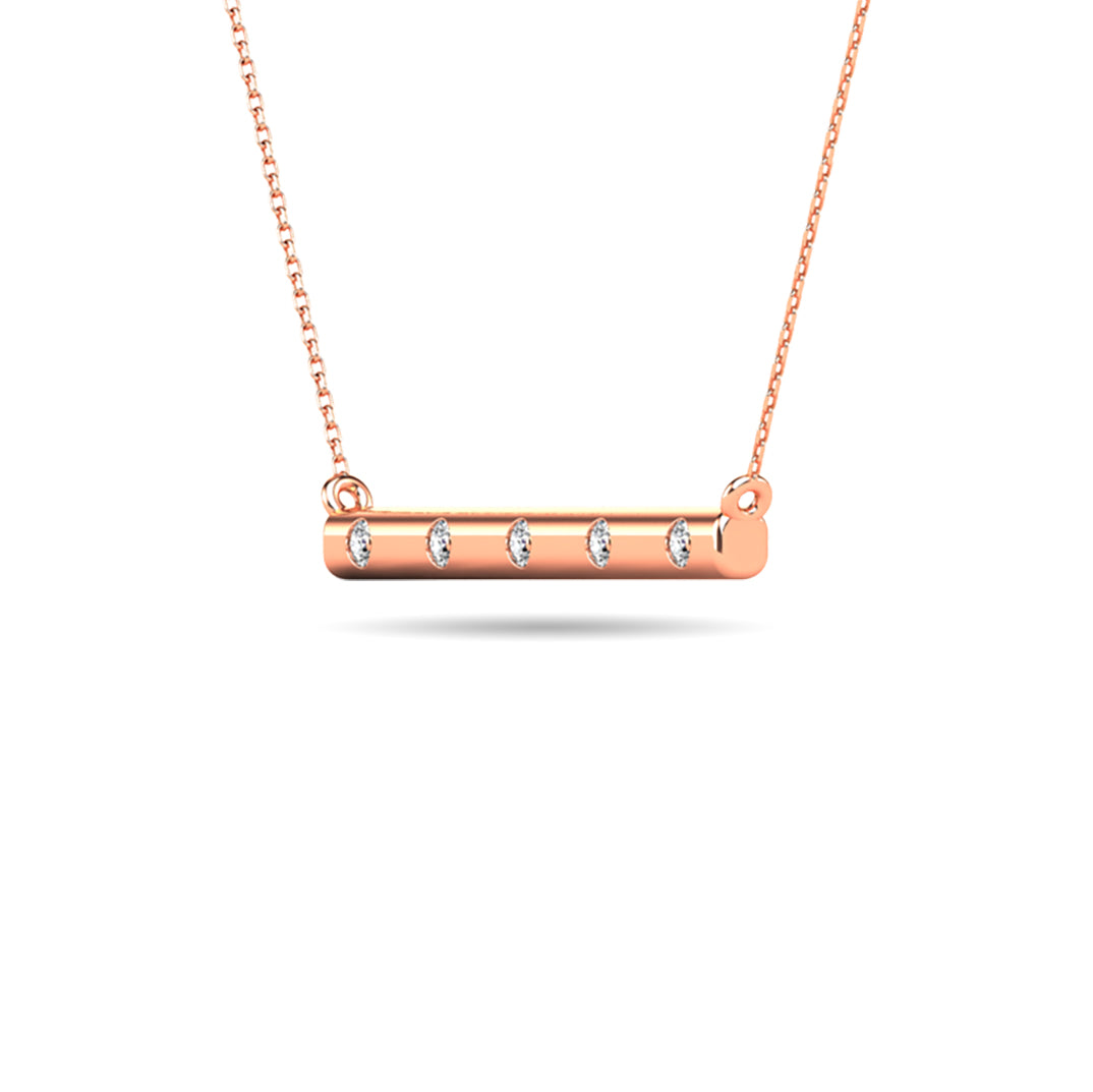 Diamond 1/20 Ct Tw Bar Necklace In 10K Rose Gold