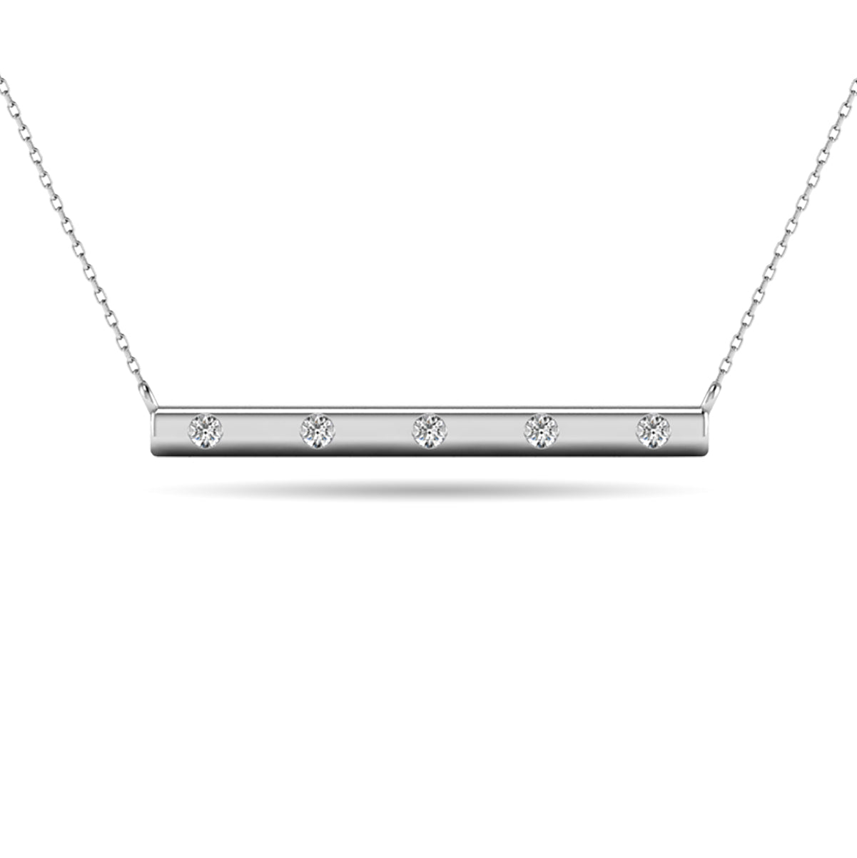 Diamond 1/20 Ct Tw Bar Necklace In 10K White Gold