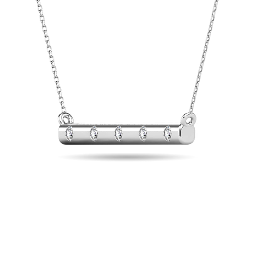 Diamond 1/20 Ct Tw Bar Necklace In 10K White Gold