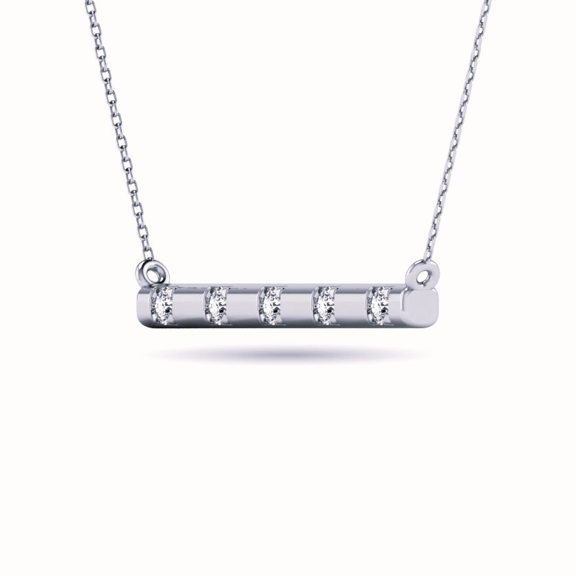 Diamond 1/20 Ct Tw Bar Necklace In 10K White Gold