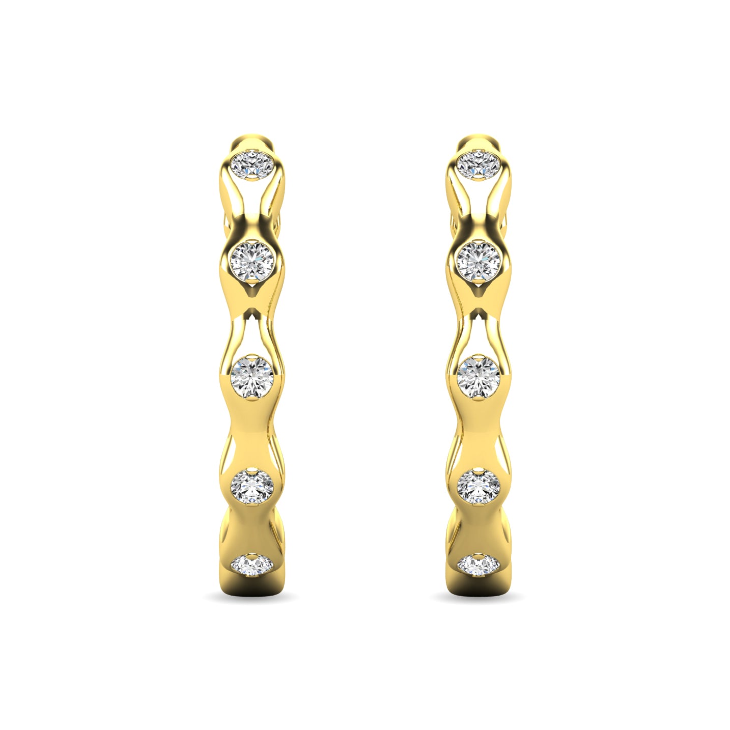 Diamond 1/10 Ct Tw Hoop Earrings In 10K Yellow Gold