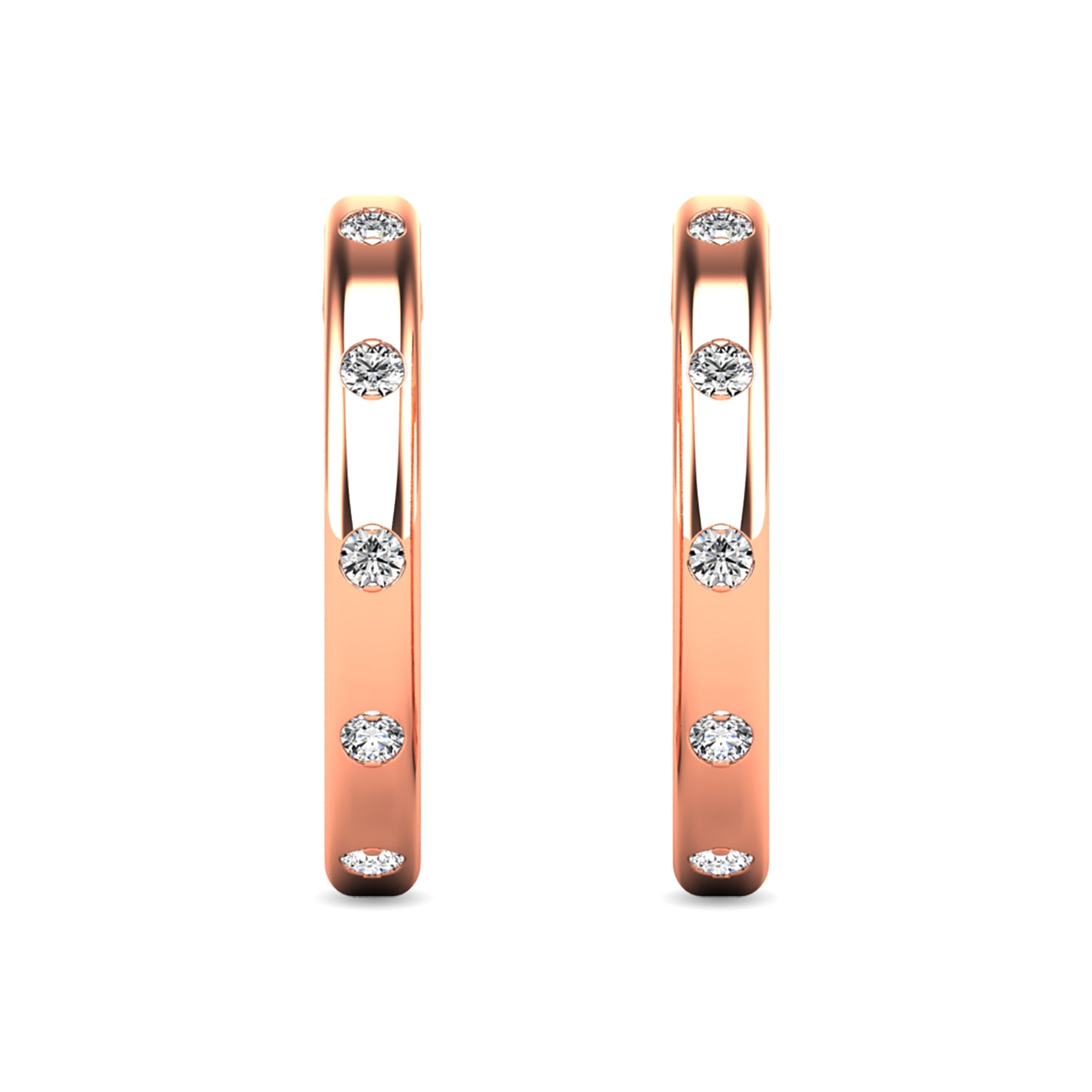 Diamond 1/10 Ct Tw Hoop Earrings In 10K Rose Gold
