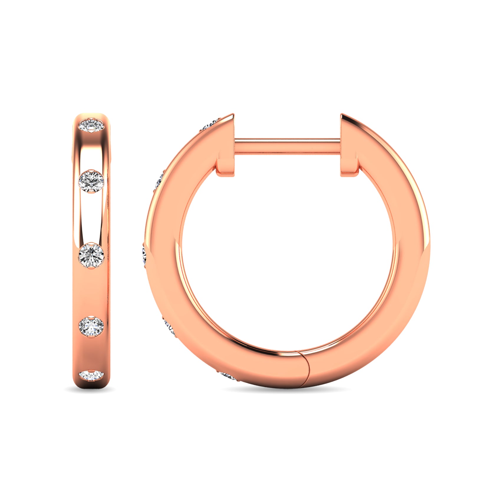 Diamond 1/10 Ct Tw Hoop Earrings In 10K Rose Gold