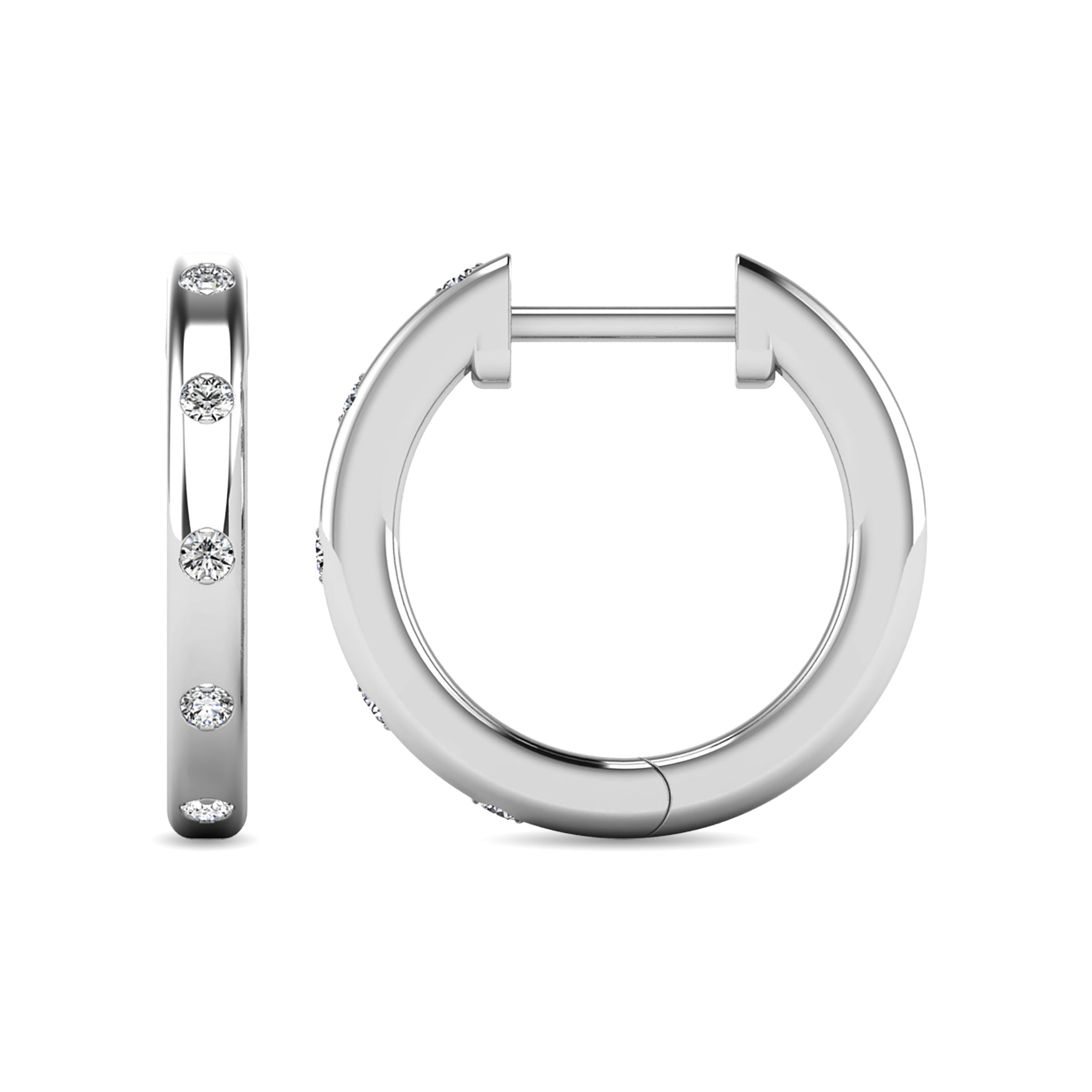 Diamond 1/10 Ct Tw Hoop Earrings In 10K White Gold