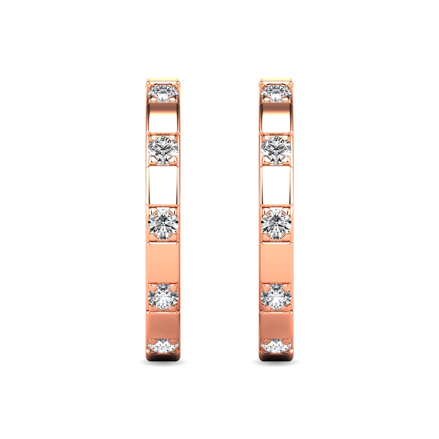 Diamond 1/10 Ct Tw Hoop Earrings In 10K Rose Gold