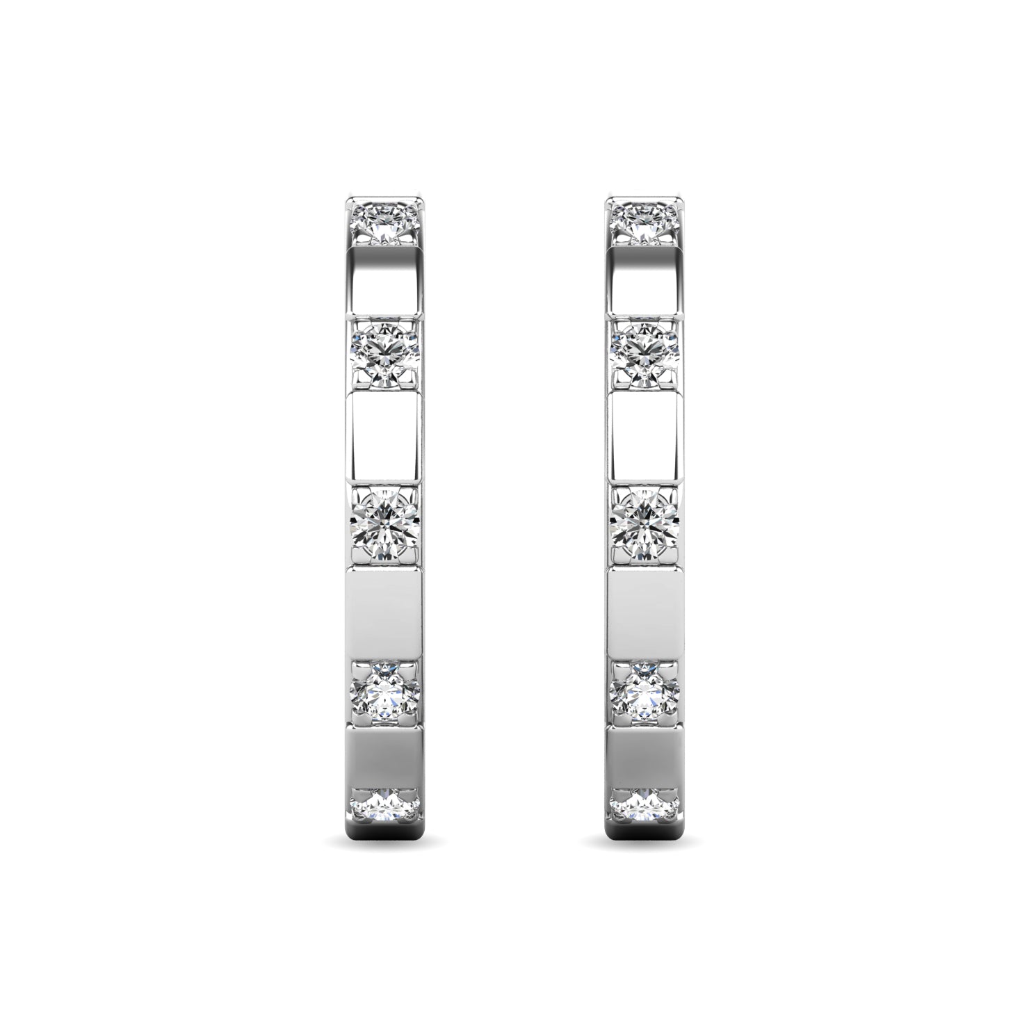 Diamond 1/10 Ct Tw Hoop Earrings In 10K White Gold