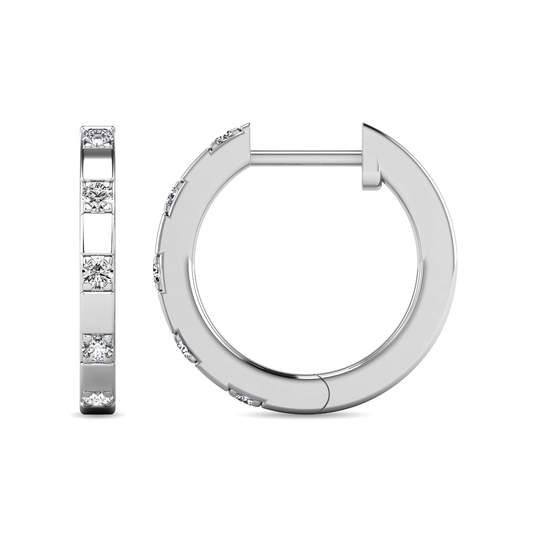 Diamond 1/10 Ct Tw Hoop Earrings In 10K White Gold