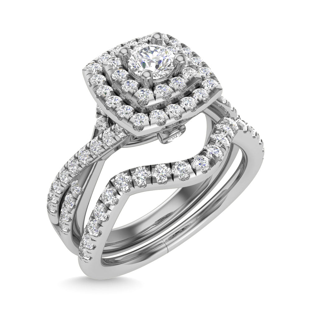 Diamond 1 Ct.Tw. Round Cut Bridal Ring in 14K White Gold