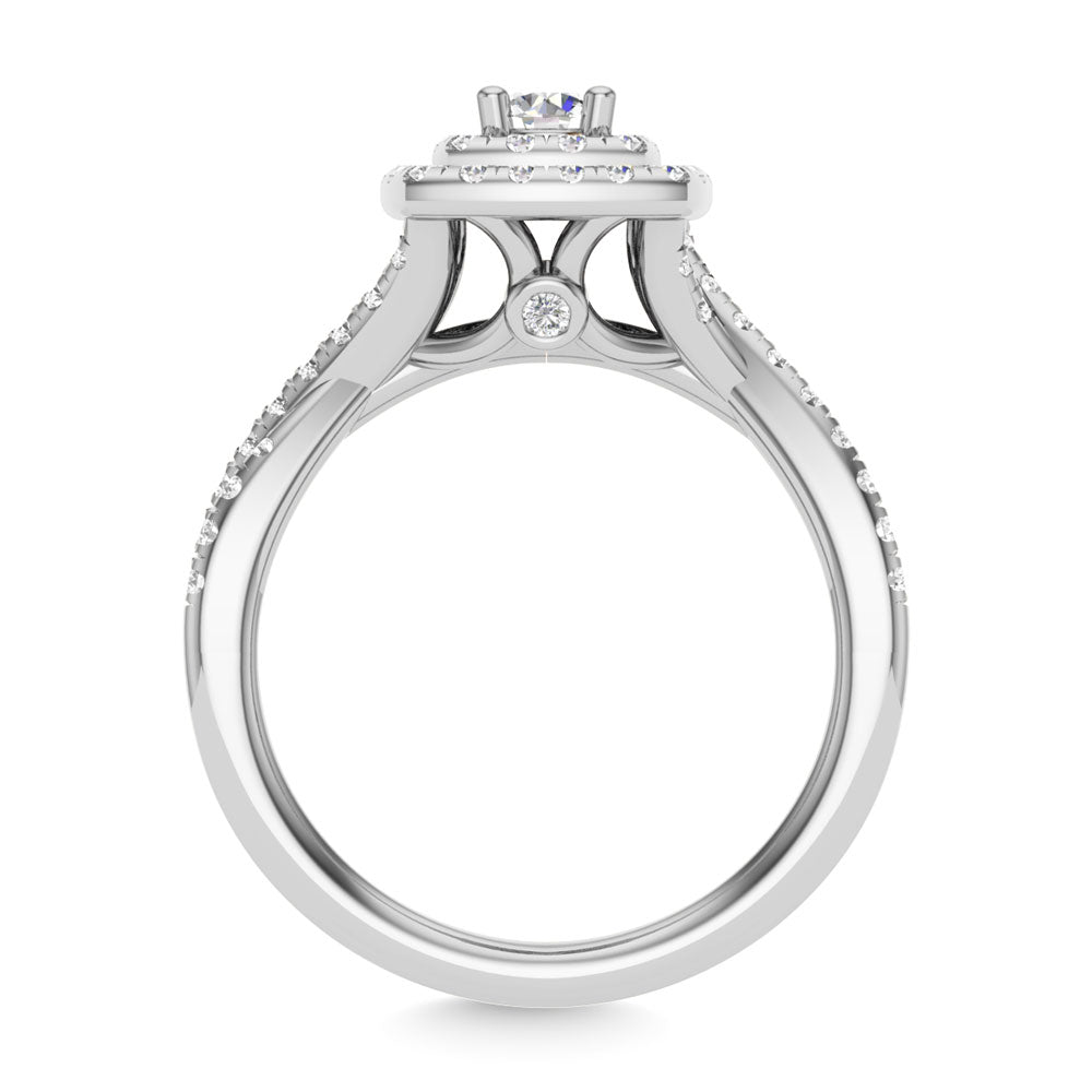 Diamond 1 Ct.Tw. Round Cut Bridal Ring In 14K White Gold