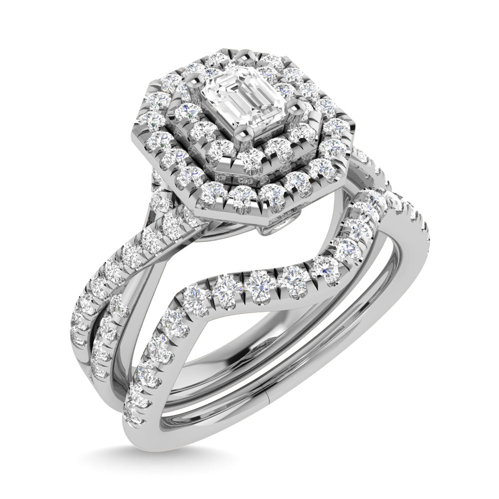 Diamond 1 Ct.Tw. Emerald Cut Bridal Ring In 14K White Gold