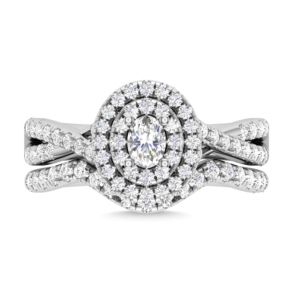 Diamond 1 Ct.Tw. Oval Cut Bridal Ring in 14K White Gold