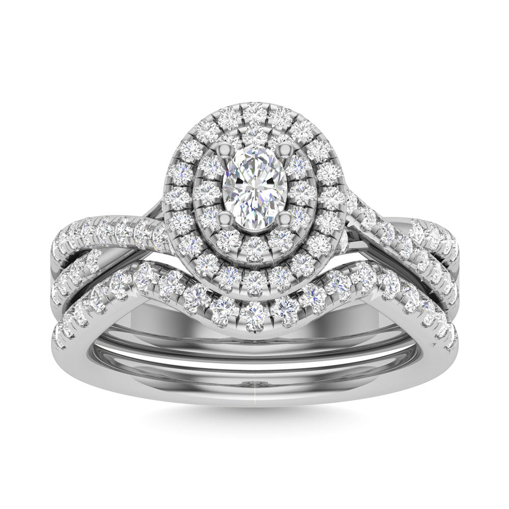 Diamond 1 Ct.Tw. Oval Cut Bridal Ring in 14K White Gold