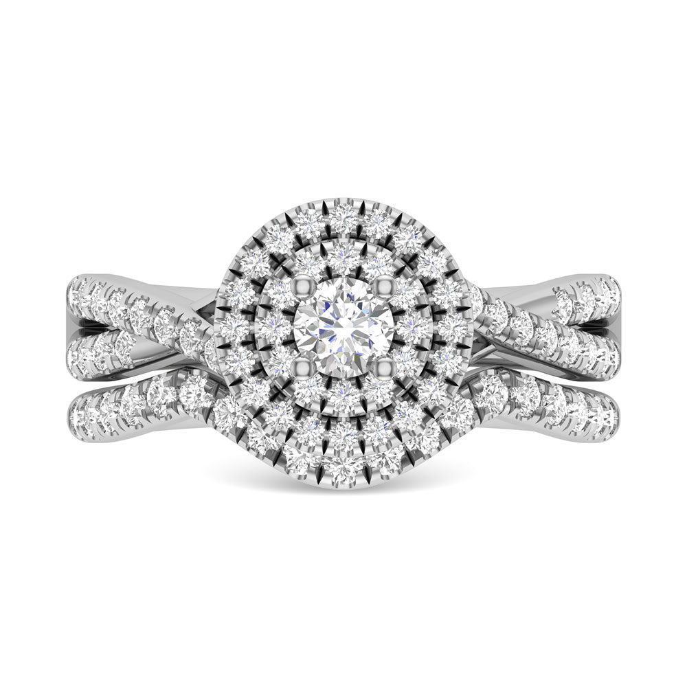 Diamond 1 Ct.Tw. Round Cut Bridal Ring In 14K White Gold