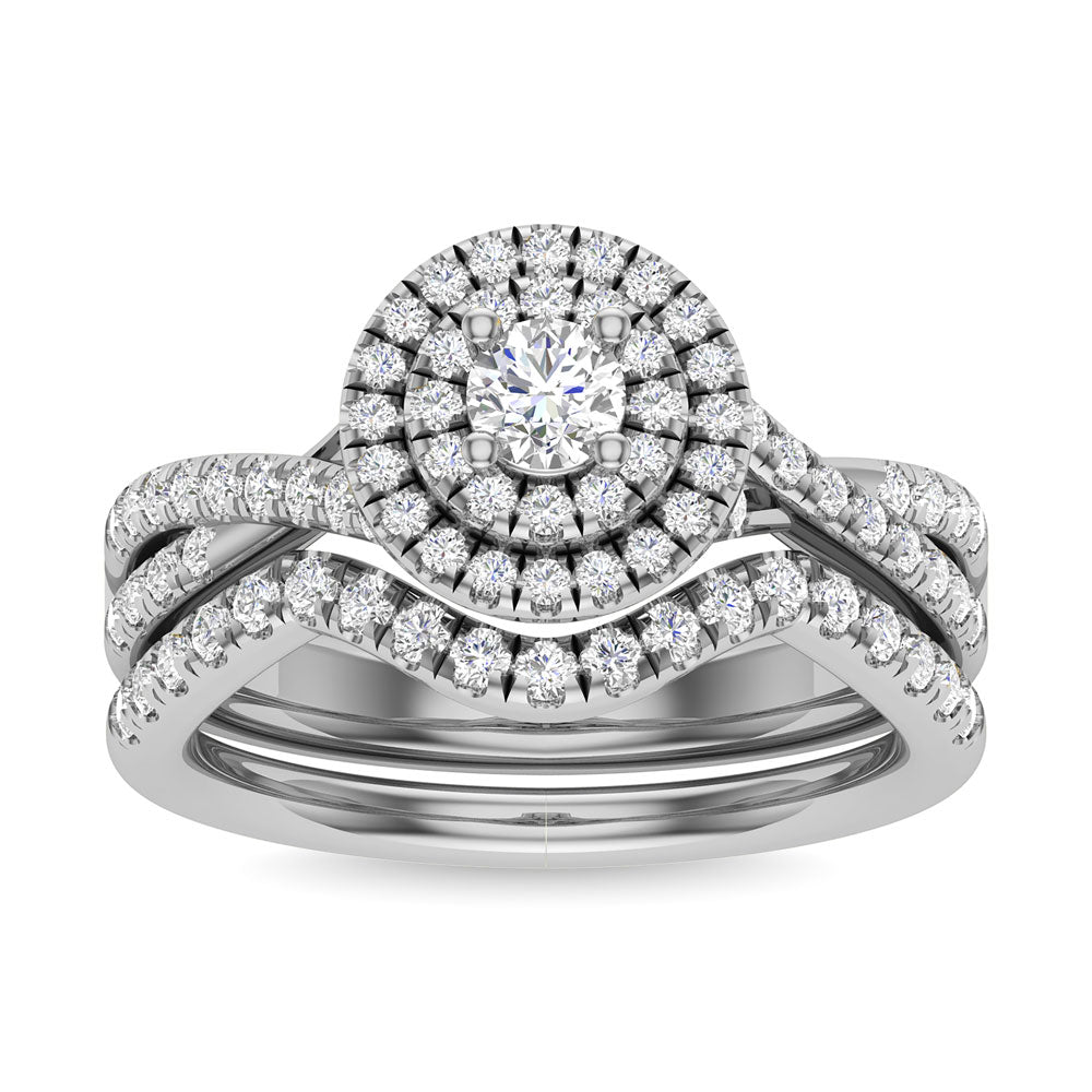 Diamond 1 Ct.Tw. Round Cut Bridal Ring In 14K White Gold