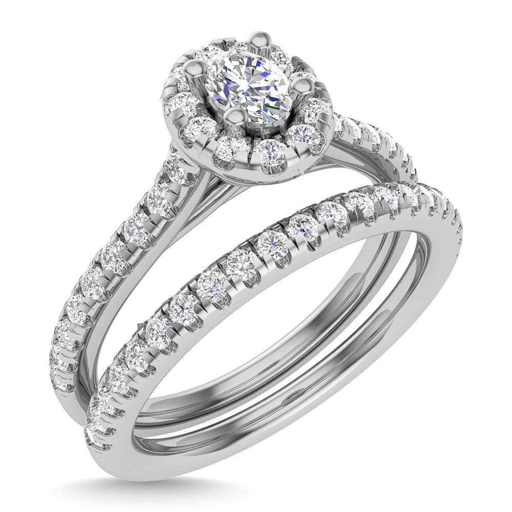 Diamond 3/4 Ct.Tw. Oval Cut Bridal Ring In 14K White Gold