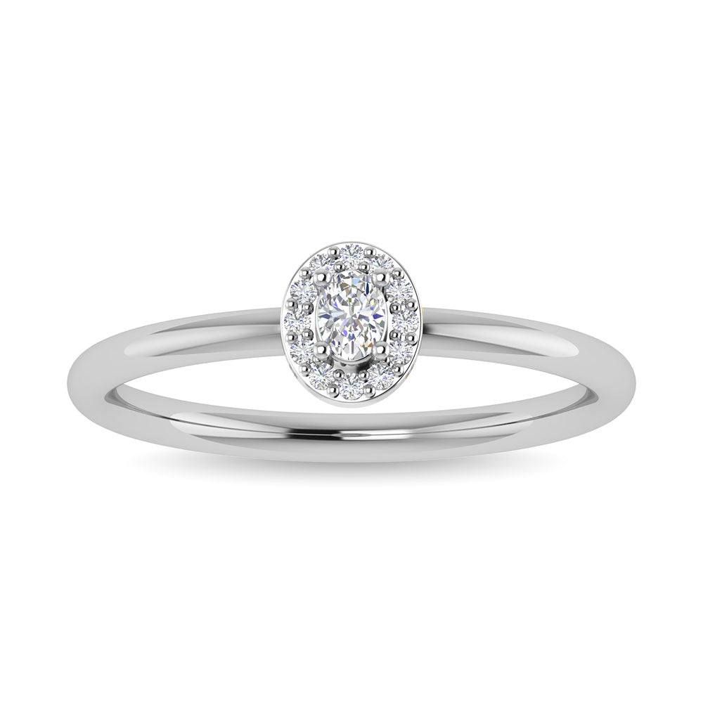Diamond 1/6 Ct.Tw. Oval Cut Promise Ring In 14K White Gold