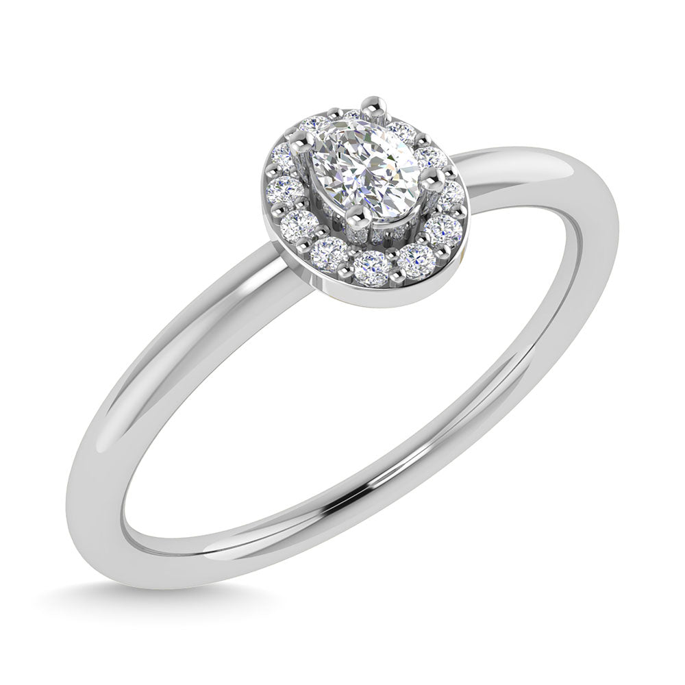 Diamond 1/6 Ct.Tw. Oval Cut Promise Ring In 14K White Gold