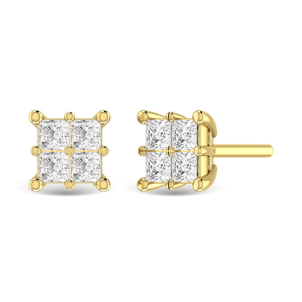 Diamond 1/6 Ct.Tw. Princess Cut Fashion Earrings In 14K Yellow Gold