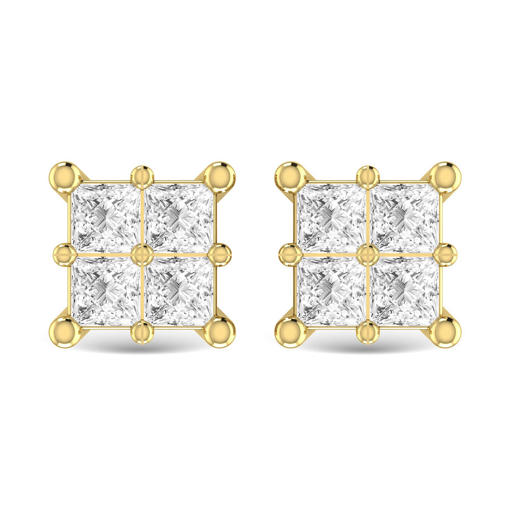 Diamond 1/6 Ct.Tw. Princess Cut Fashion Earrings In 14K Yellow Gold