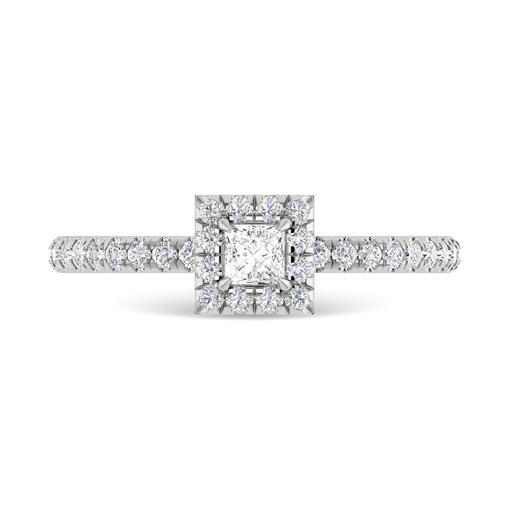 Diamond 3/4 Ct.Tw. Princess Cut Engagement Ring In 14K White Gold