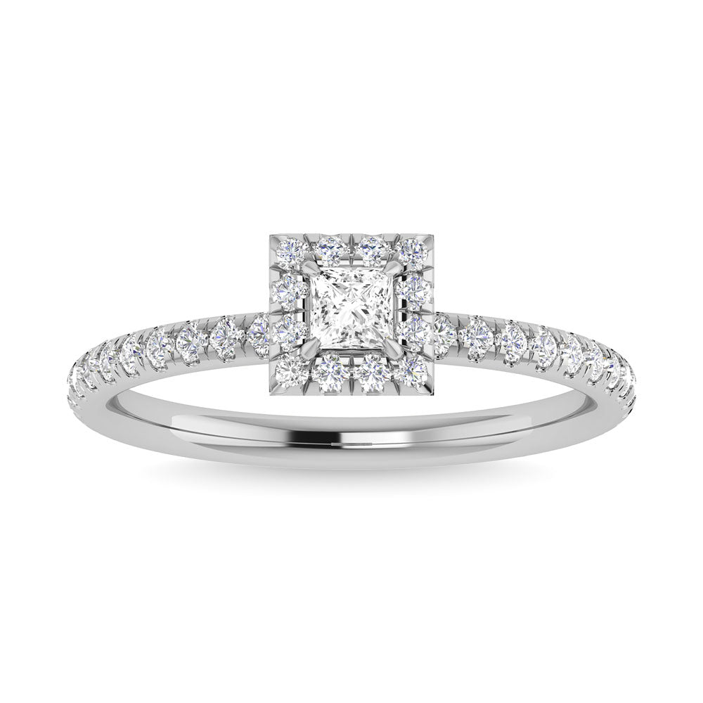 Diamond 3/4 Ct.Tw. Princess Cut Engagement Ring In 14K White Gold