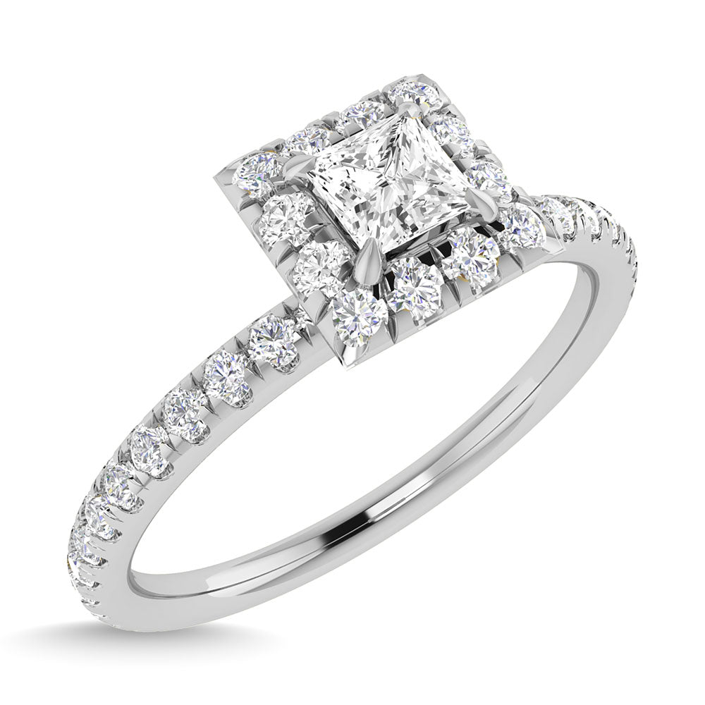 Diamond 3/4 Ct.Tw. Princess Cut Engagement Ring In 14K White Gold