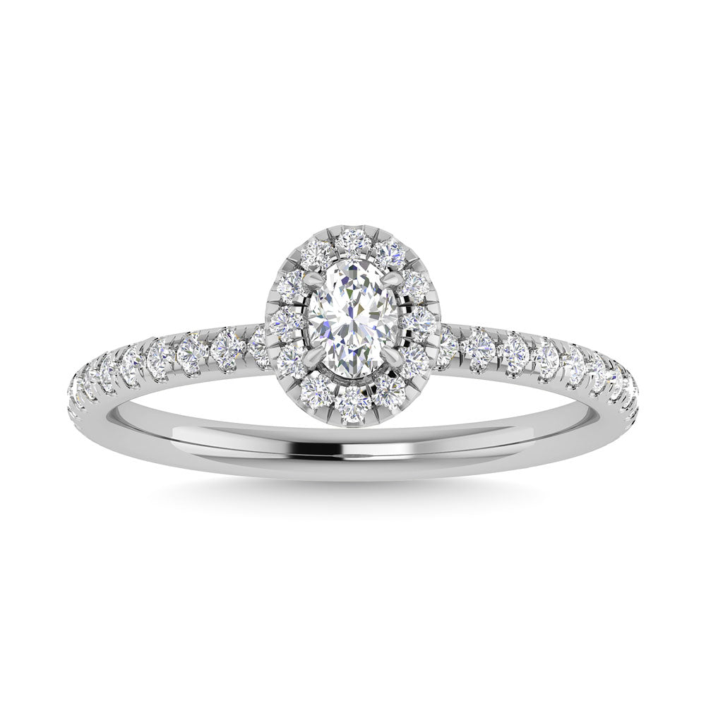 Diamond 3/4 Ct.Tw. Oval Cut Engagement Ring In 14K White Gold