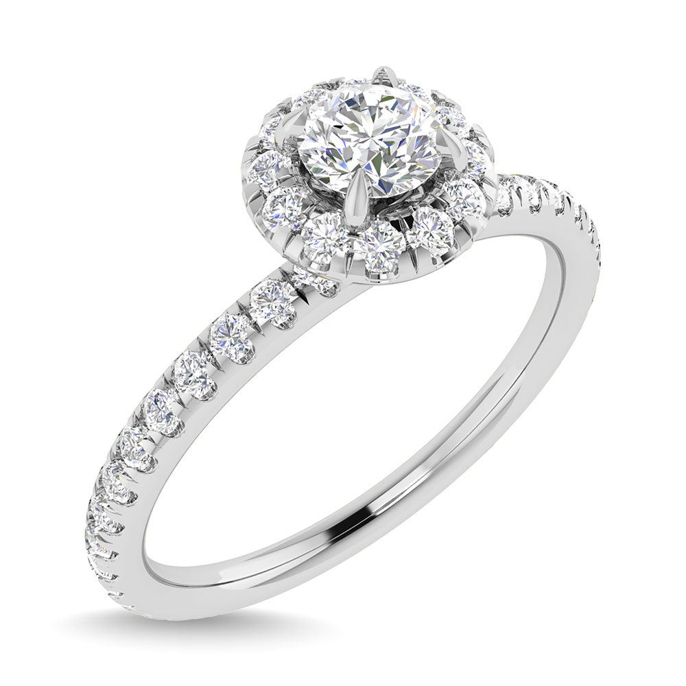 Diamond 3/4 Ct.Tw. Round Cut Engagement Ring In 14K White Gold