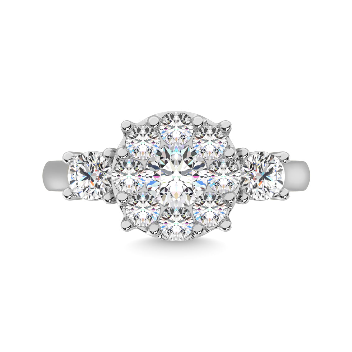 Diamond 1 1/2 ct tw Heart Three Stone Ring in 14K White Gold