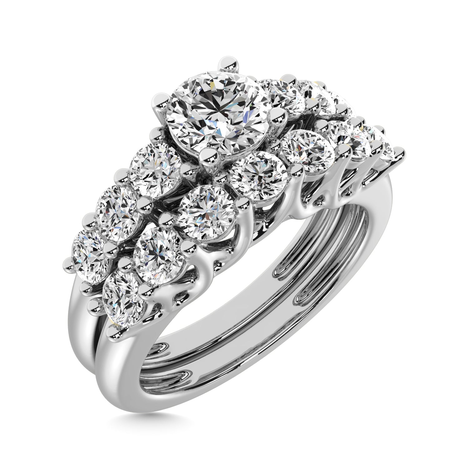 Diamond 1 1/2 ct tw Round Bridal Ring in 14K White Gold