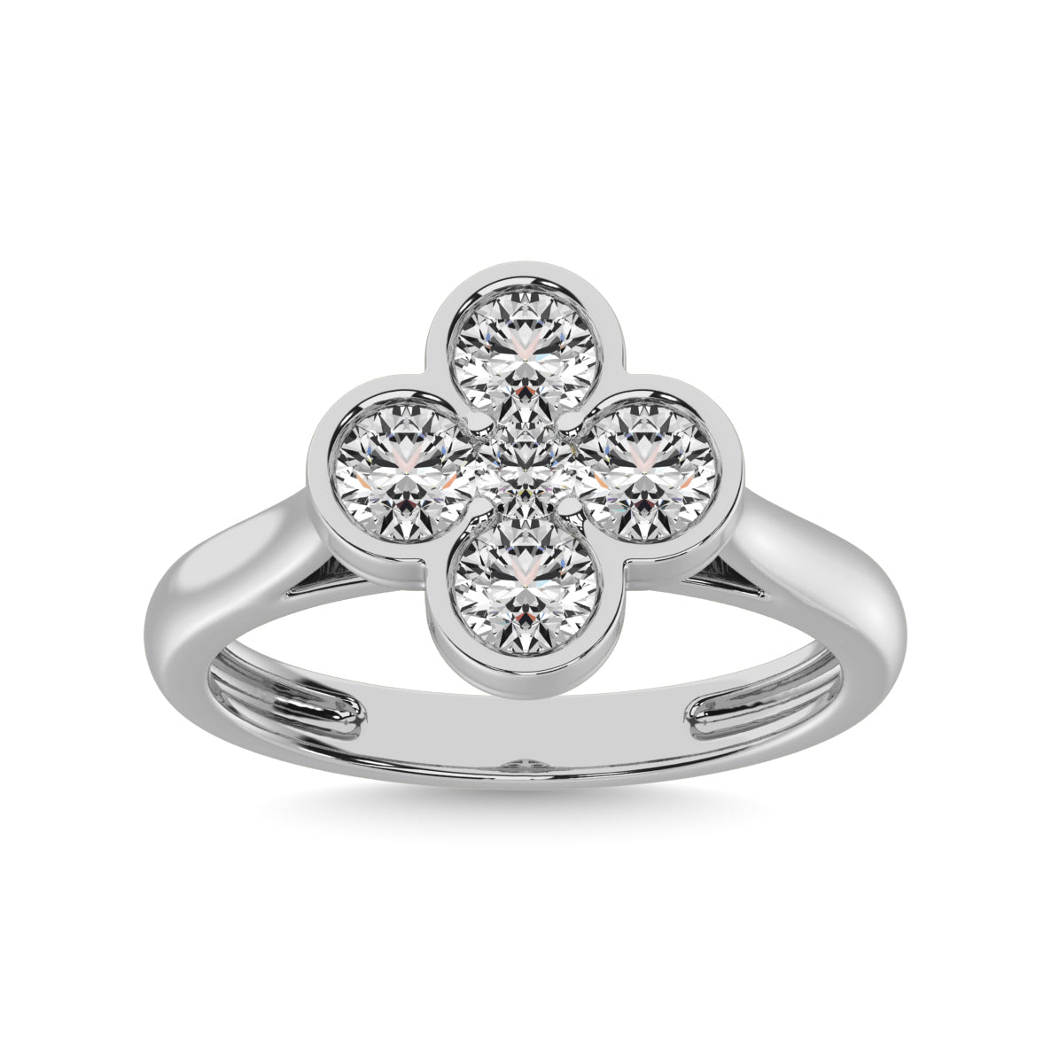 Diamond 1 ct tw Flower Ring in 14K White Gold