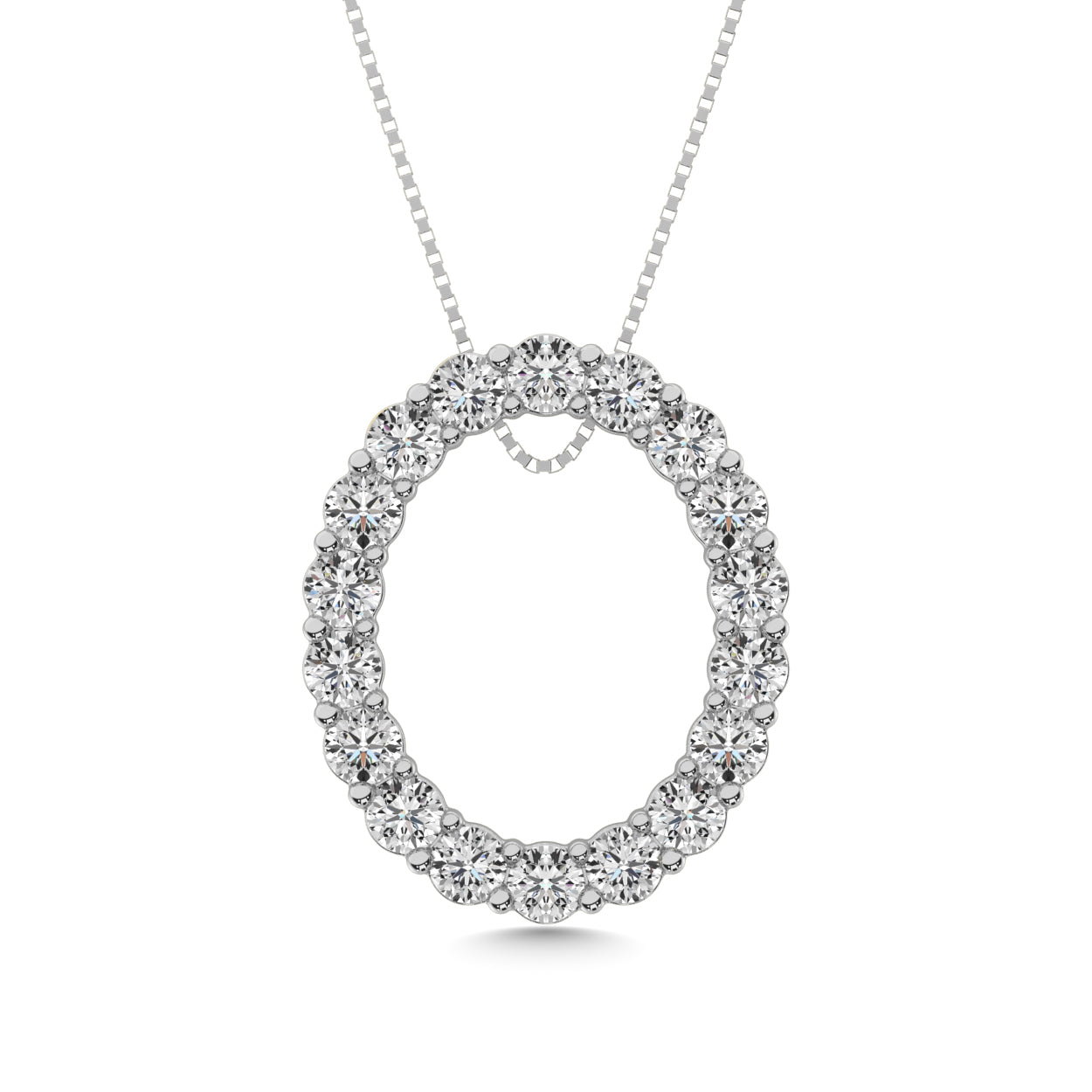 Diamond 1 1/2 ct tw Oval Shape Pendant in 14K White Gold