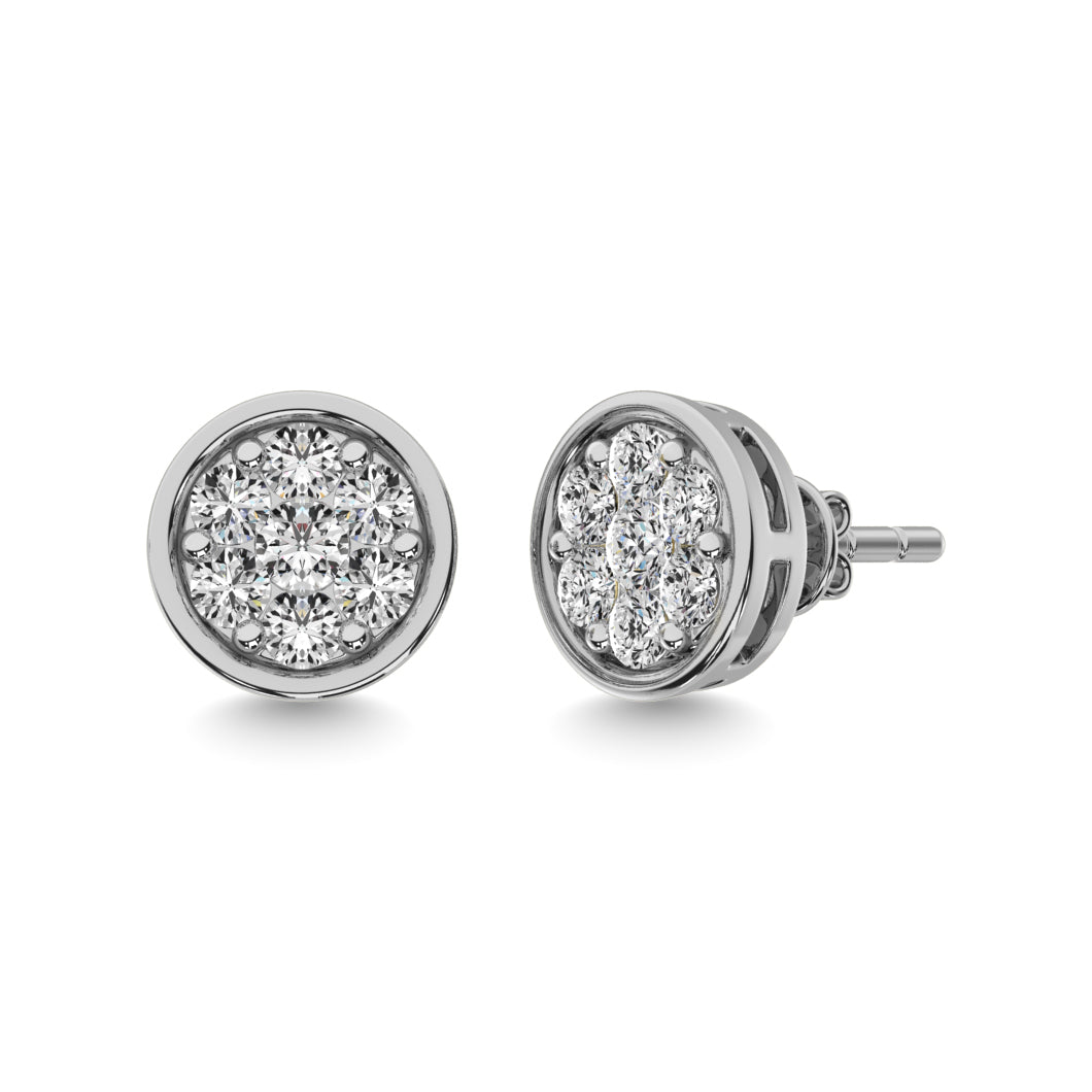 Diamond 1/2 Ct Tw Round Earrings In 14K White Gold