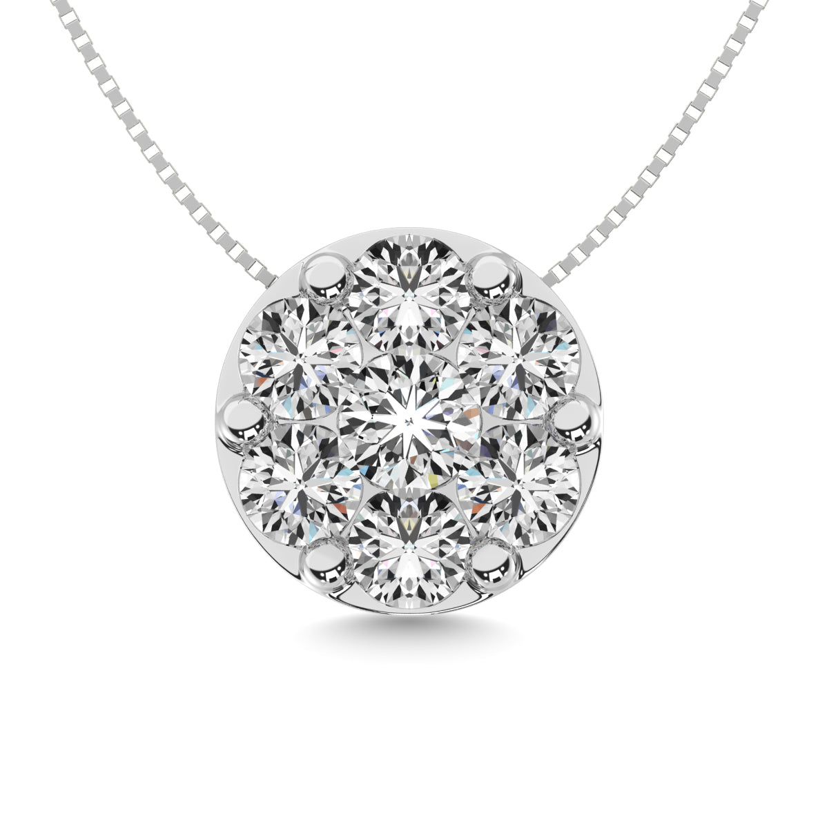 Diamond 2 Ct Tw Round Pendant In 14K White Gold