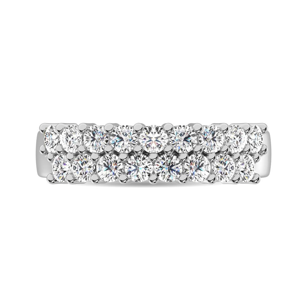 Diamond 1 ct tw Round Cut Two Row Ring in 14K White Gold