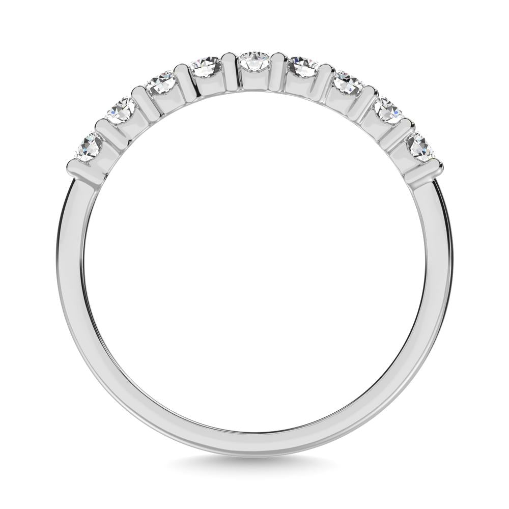 Diamond 1 Ct Tw Round Cut One Row Ring In 14K White Gold