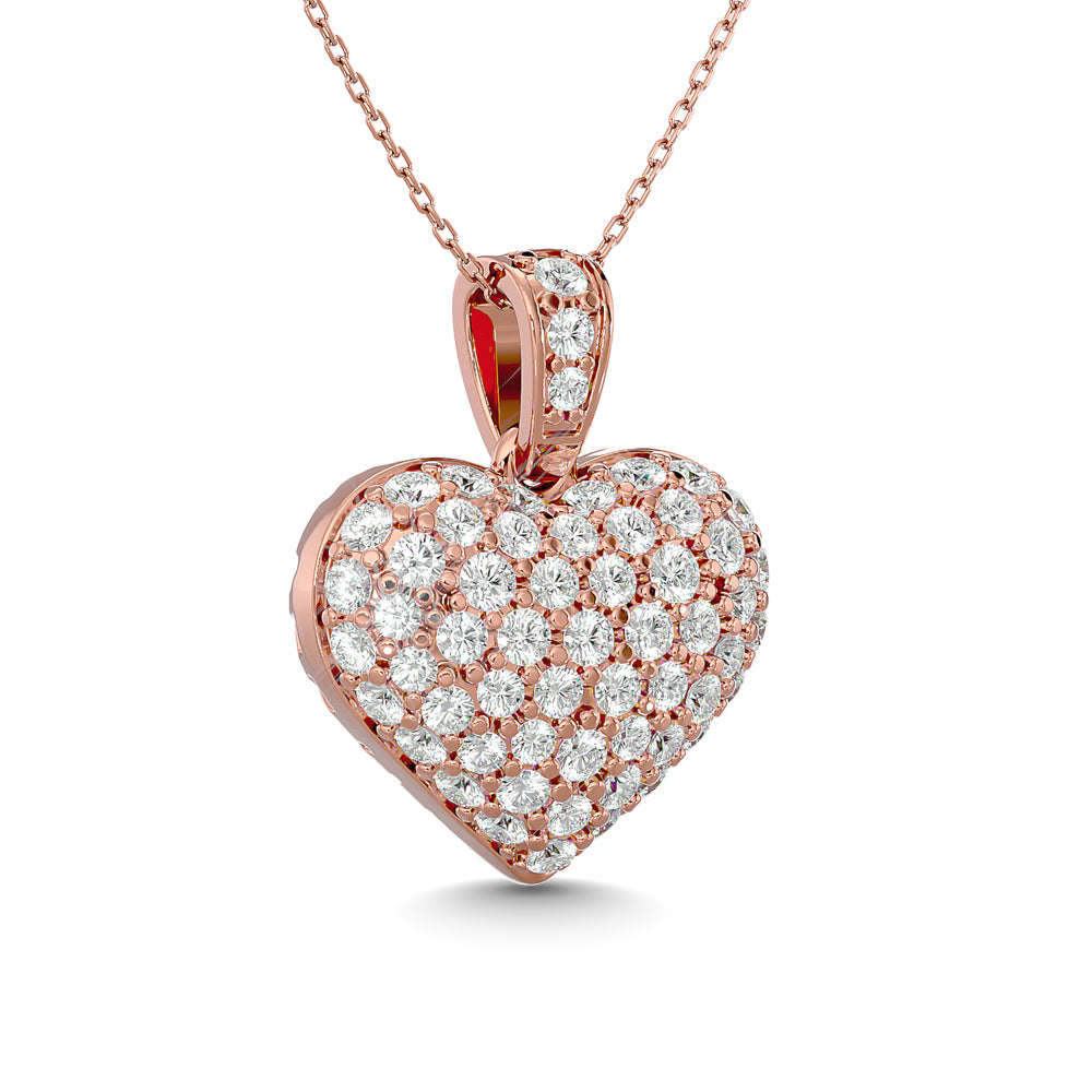 Diamond 1 Ct Tw Heart Pendant In 10K Pink Gold