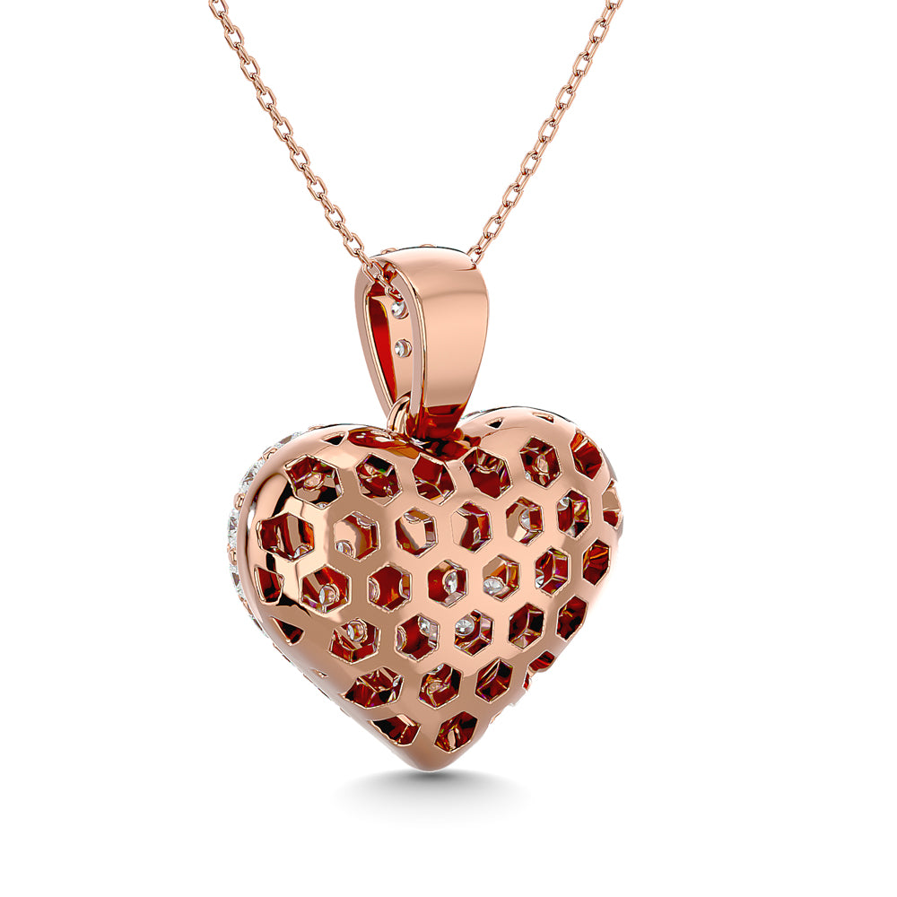 Diamond 1 Ct Tw Heart Pendant In 10K Pink Gold