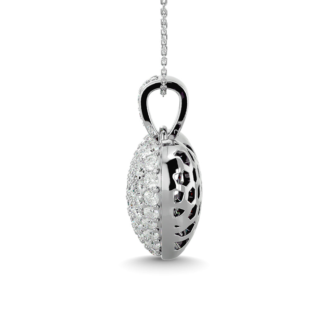 Diamond 1 Ct Tw Heart Pendant In 10K White Gold