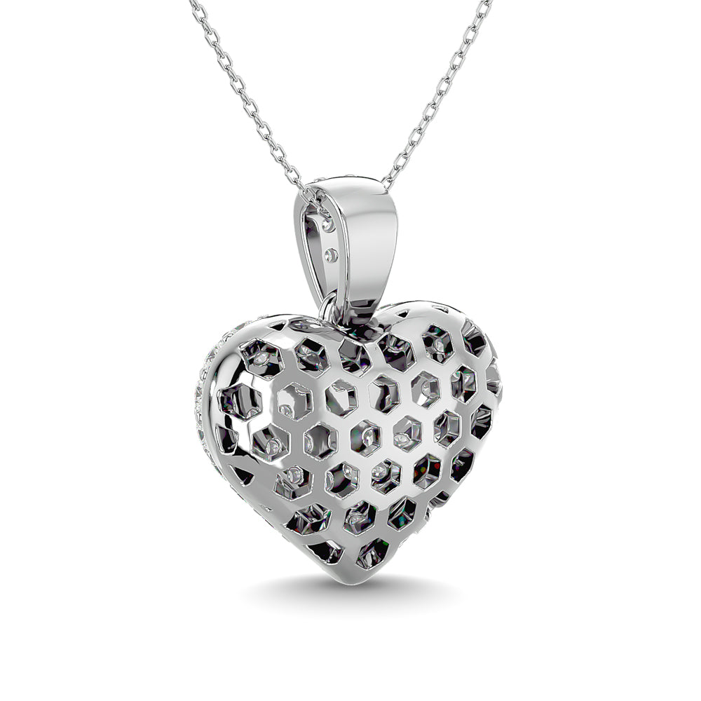 Diamond 1 Ct Tw Heart Pendant In 10K White Gold